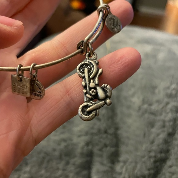 Alex & Ani Motorcycle Silver Charm Bangle - Picture 2 of 3